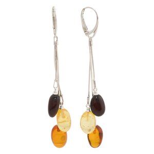 MIDWEST AMBER multi/amber/silver Sterling Silver Multicolor Amber Drop Earrings